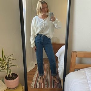 Cropped Cream Vintage Cardigan Abalone Buttons